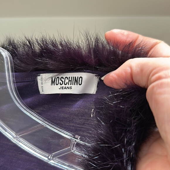 Moschino Purple Cardigan with Fur Detail Size Small - Picture 2 of 5